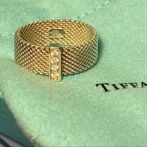 Tiffany & Co Sommerset Mesh Diamond Ring Size 7.5